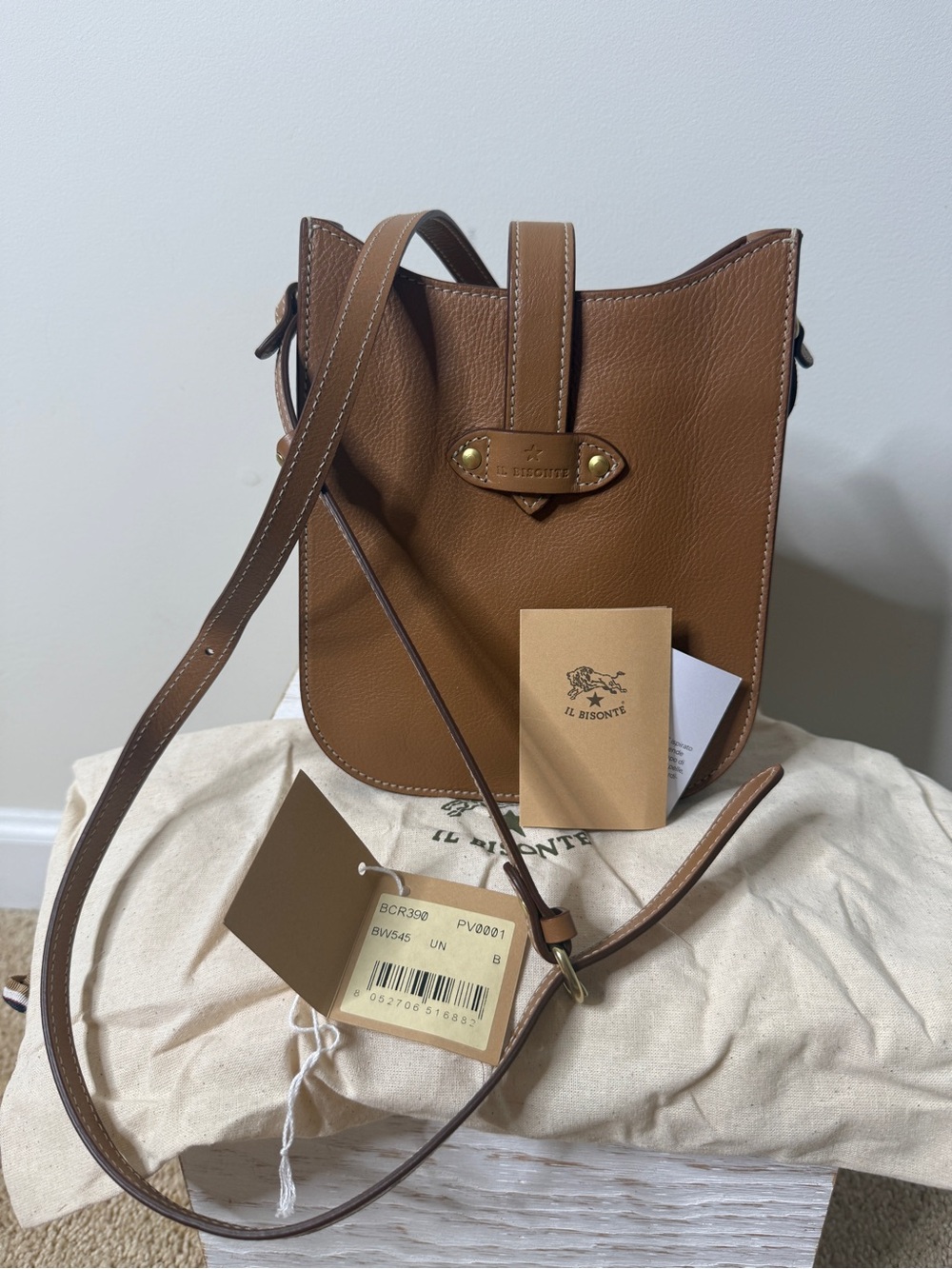 Tan Leather Crossbody Saddle Bag
